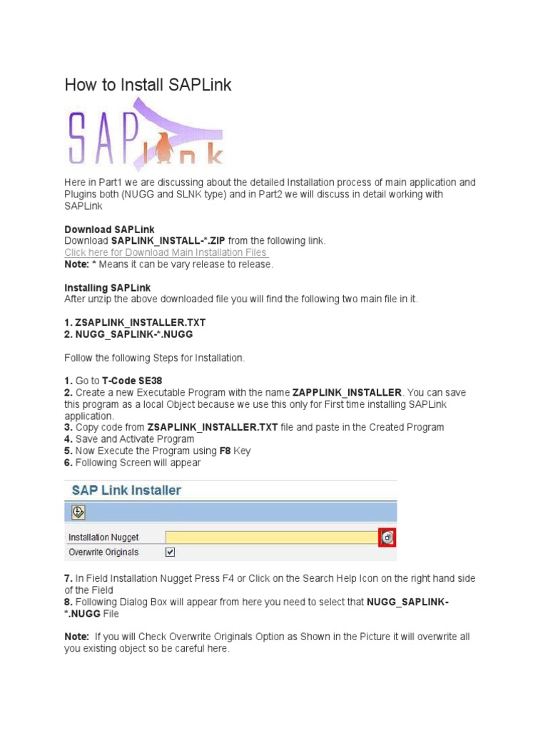 Installing SAPLink: Step-by-Step Guide | PDF | Zip (File Format) | Icon ...