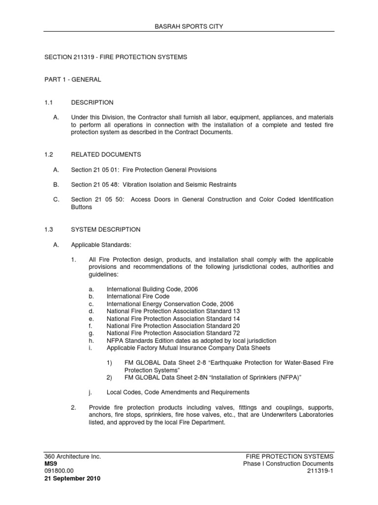 NFPA 13 Fire Protection System Details | PDF | Fire Sprinkler System ...
