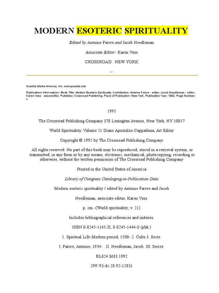 Faivre Modern Esoteric Spirituality | PDF | Western Esotericism | Alchemy