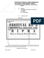 Formulir Pendaftaran Perlombaan Marawis Dan Shalawat Nabi