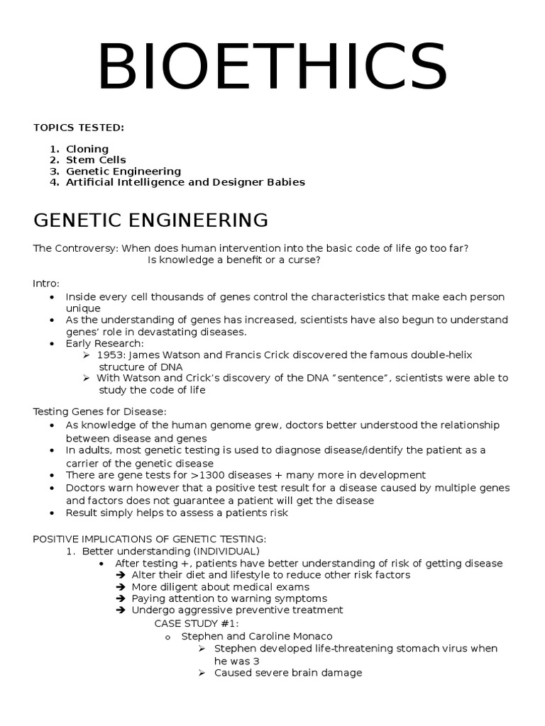 bioethics notes.docx Stem Cell Cloning Free 30day Trial Scribd