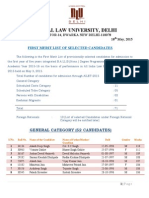 First Merit List of Selected Candidates