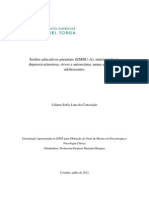Estilos Educativos Parentais (EMBU-A), Sintomatologia