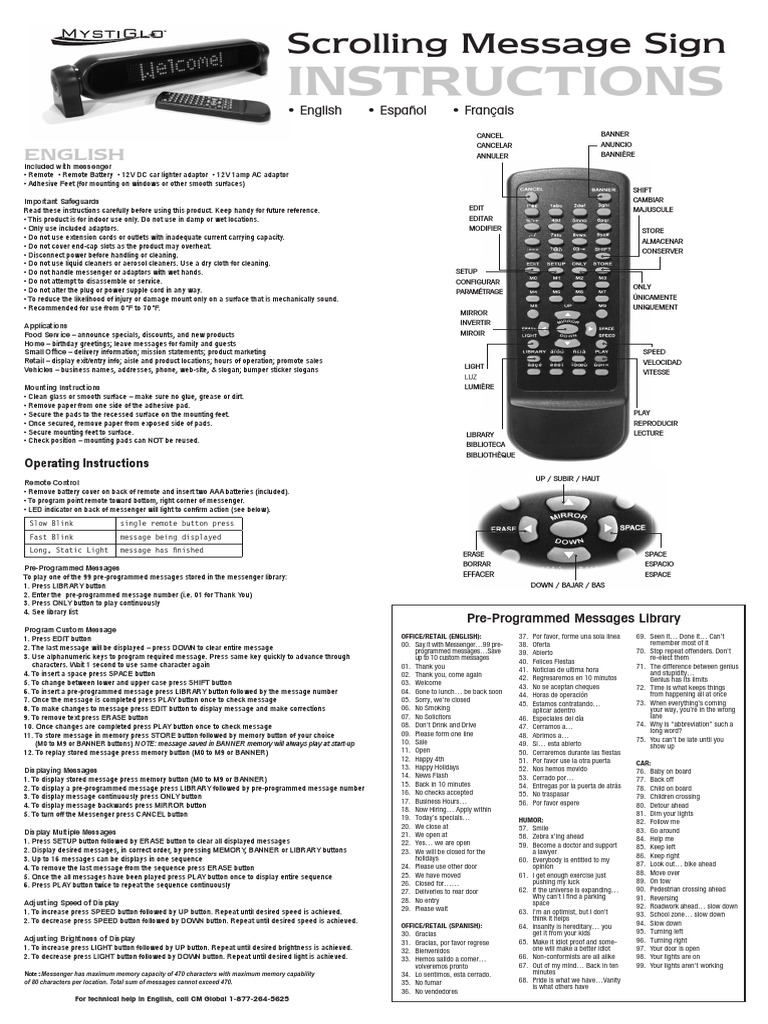 Instructionsheet For Programming Remote Control | PDF | Business