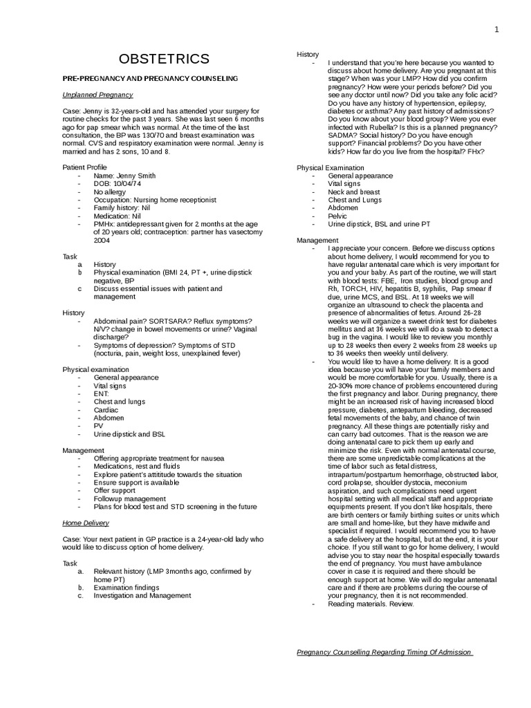 Obstetrics and Gynecology NOTES PDF Pregnancy Miscarriage picture image