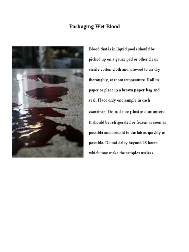 Proper Packaging of Wet Blood Samples | PDF | Wellness