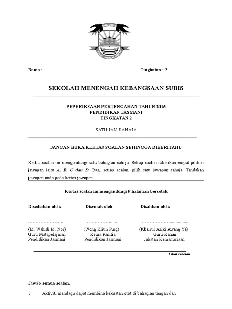 Soalan Biologi Tingkatan 4 Pertengahan Tahun - Contoh Yu