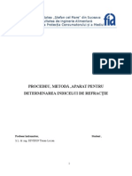 Procedeu, Metodă, Aparat Pentru Determinarea Indicelui de Refracție