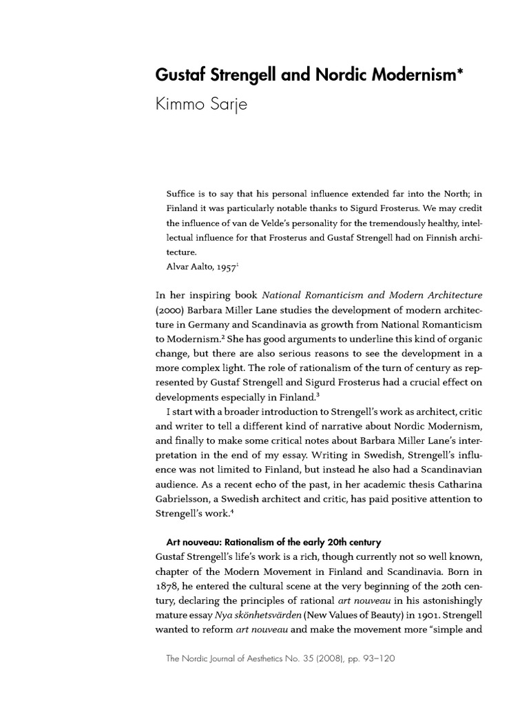 Gustaf Strengell and Nordic Modernism | PDF | Finland | Romanticism