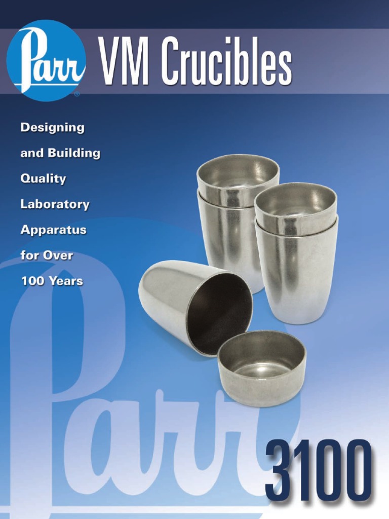 3100MB Parr VM Crucibles Literature Coke (Fuel) Platinum