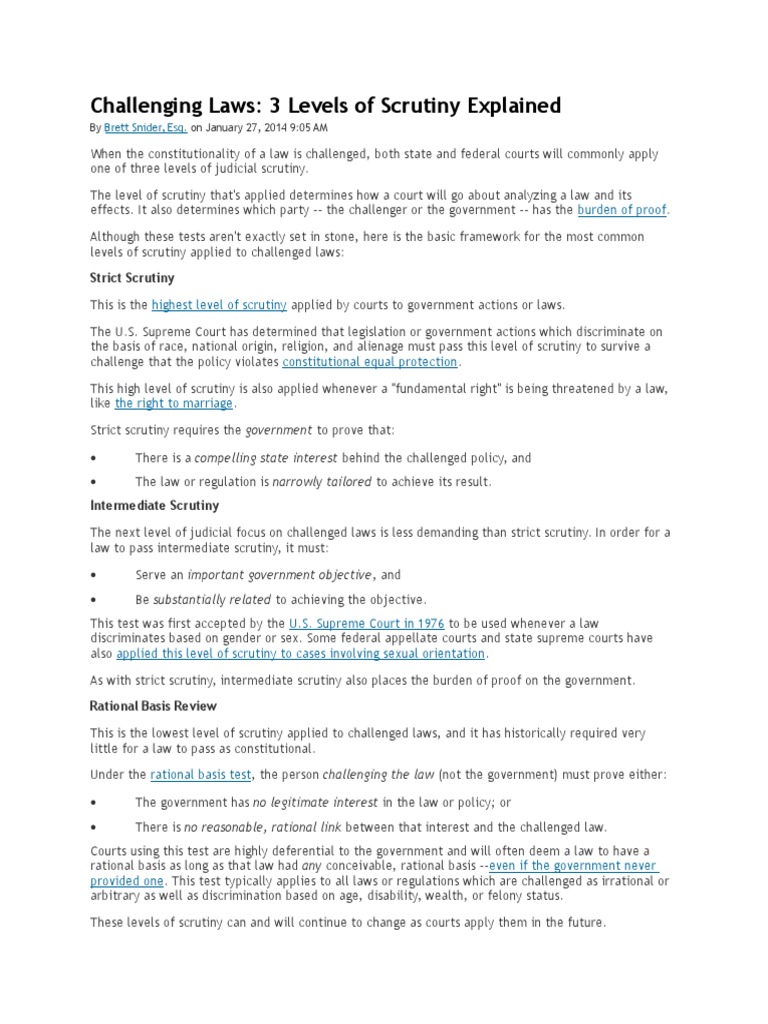 Scrutiny Explained Rational Basis Review Intermediate Scrutiny