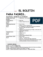 El Boletin para Padres : Date/Fecha: 18/05/15 To/a 22/05/15