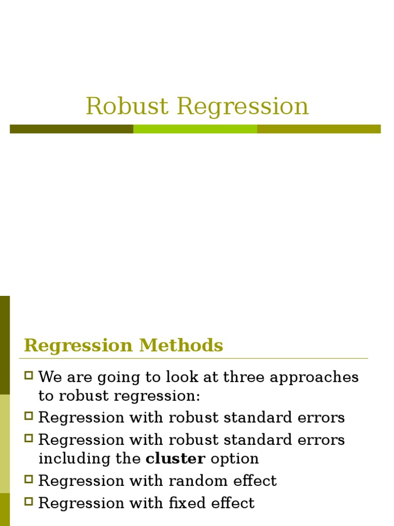 Robust Regression Regression Analysis Errors And Residuals