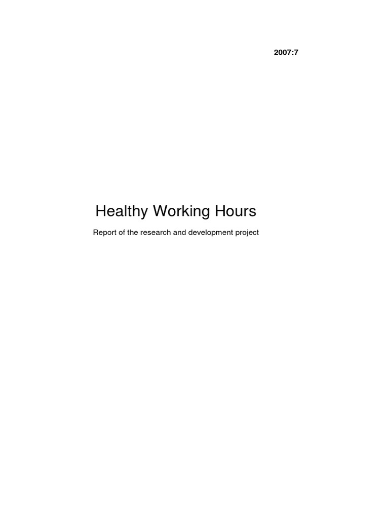 Working Hours at Workplace | PDF | Shift Work | Stress (Biology)