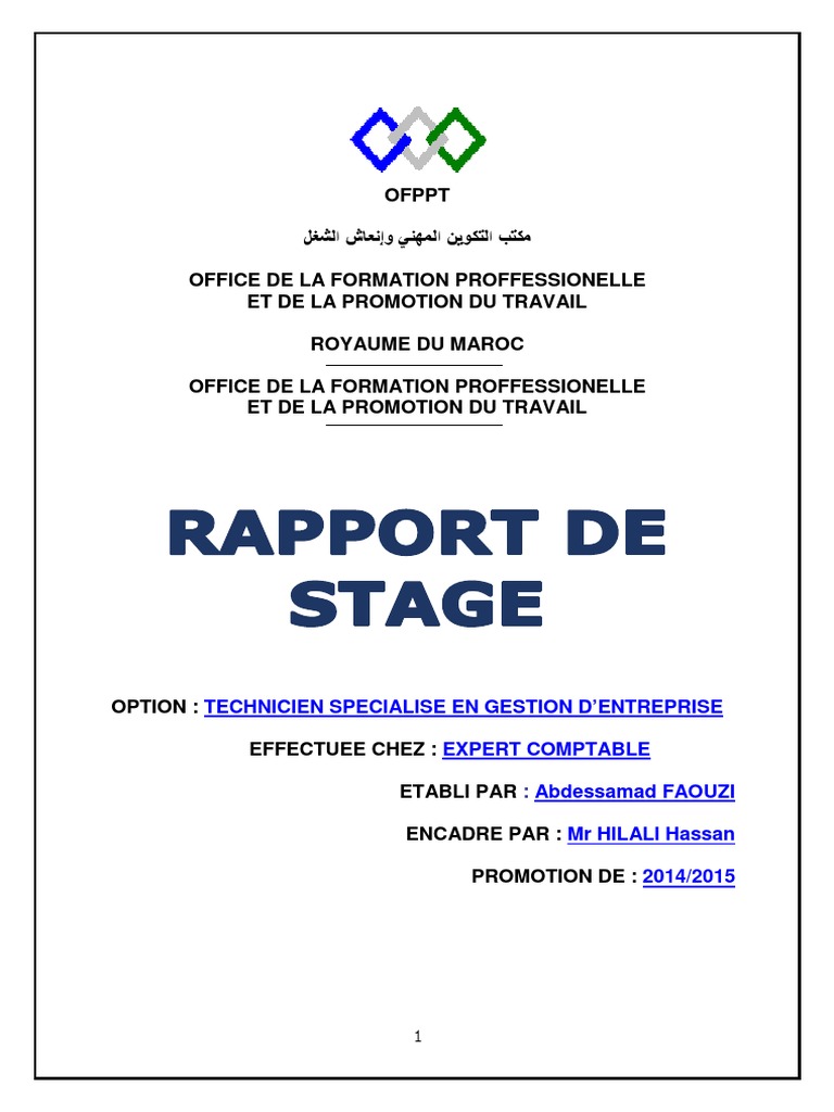 Thème De Rapport De Stage En Cabinet Comptable Rapport de Stage Chez Un Fiduciaire - OFPPT | PDF | Salaires | Taxe sur la  valeur ajoutée