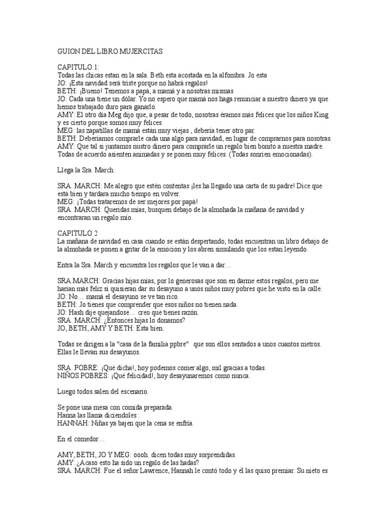 Guion Obra Mujercitas PDF Pequeña mujer Entretenimiento (general)