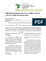 Differential Equation For The Rate of Capillary Action of Water On A Single Brand Tissue Paper