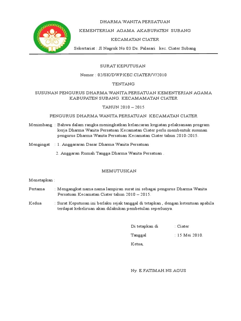 Contoh Surat Persatuan Pibg