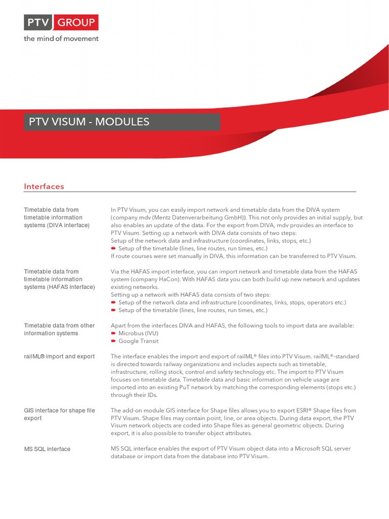 PTV Visum - Modules: Interfaces | PDF | Microsoft Sql Server | Graphics