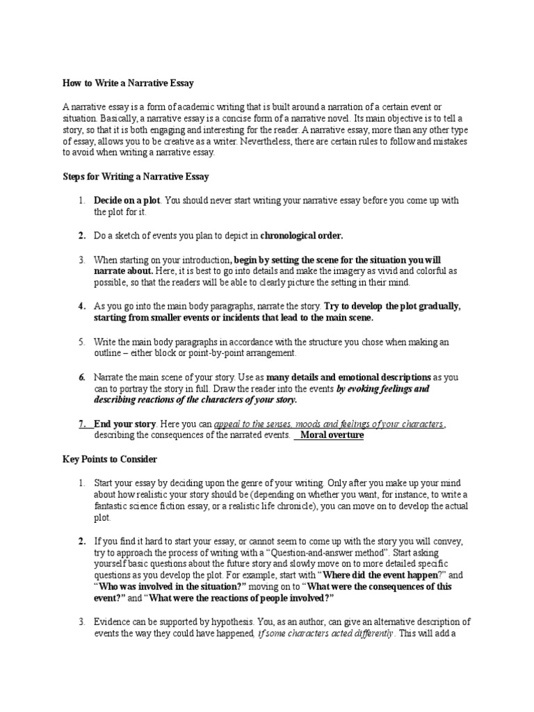 How To Write A Narrative Essay  PDF  Essays  Plot (Narrative)