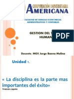 Gestion Del Talento Humano Unidad 1 Contexto de La Gestión de Talento Humano DEFINICION Y EVOLUCION