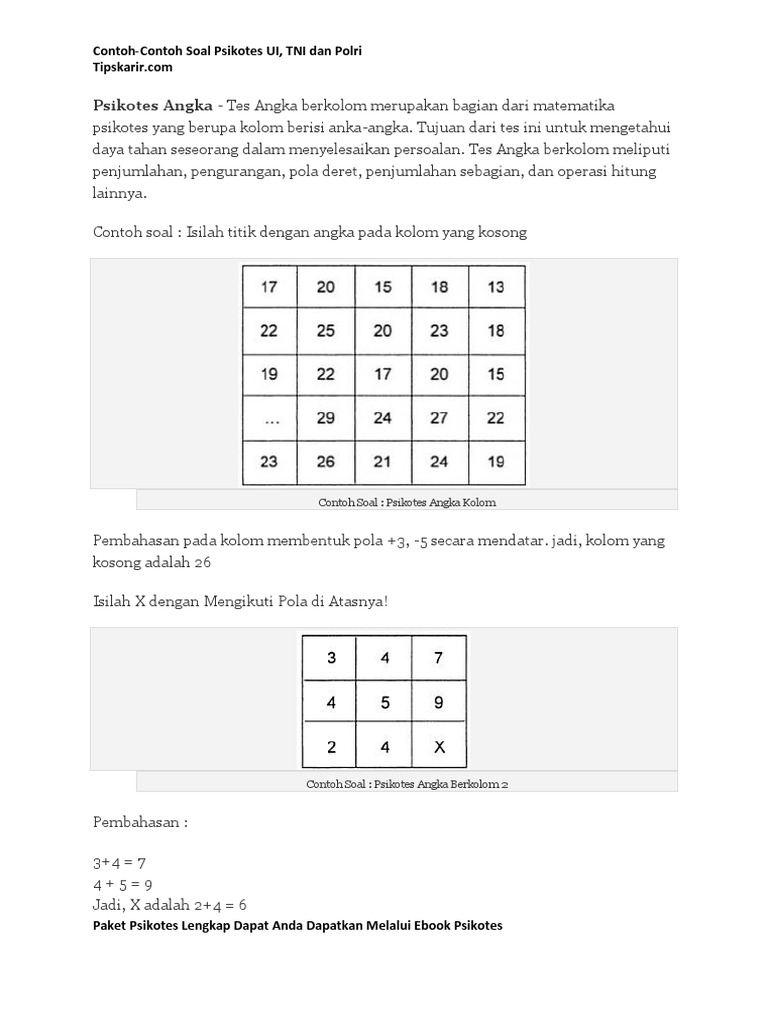 Contoh Soal Psikotes Download PDFpdf