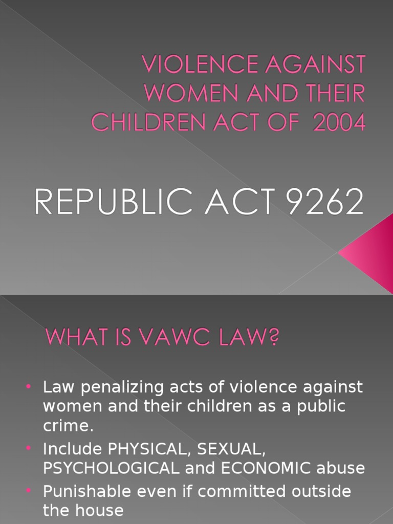 Violence Against Women and Their Children Act of | PDF | Restraining ...
