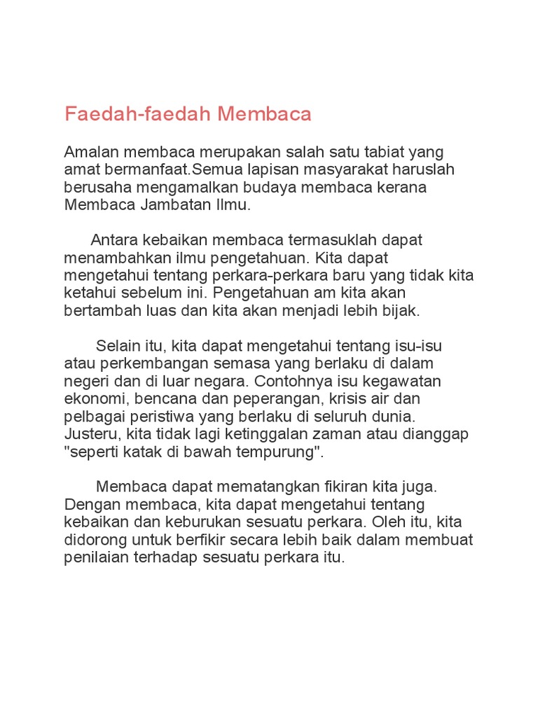 Faedah Membaca Pdf