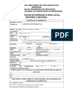 Formato para La Industrias de Alimentos