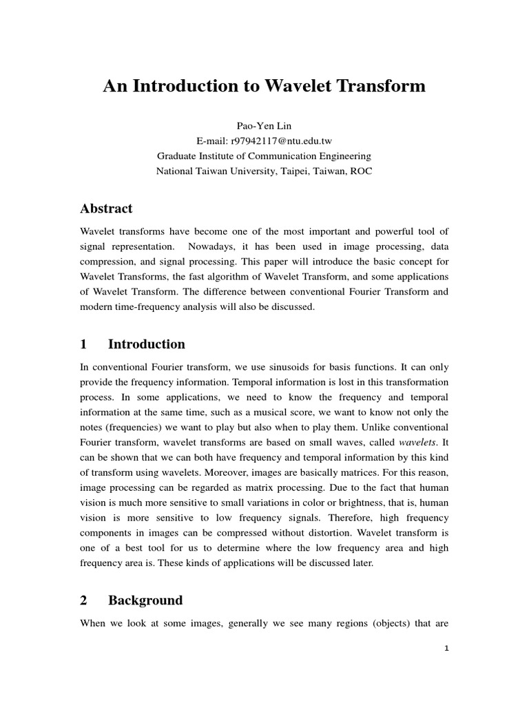 An Introduction To Wavelet Transform | PDF