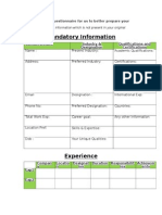 Questionnaire For Gateway4Jobs