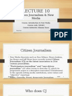 Citizen Journalism & New Media: Course: Introduction To New Media Course Code: NM401 Course Instructor: Khansa Tarar