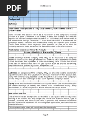 BalanceSheet Example
