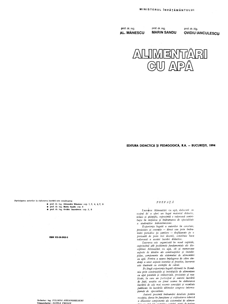 Sapasl Hd - Alimentari Cu Apa (Al. Manescu, M. Sandu, O. Ianculescu) | PDF