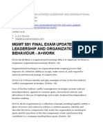 MGMT 591 FINAL EXAM UPDATED LEADERSHIP AND ORGANIZATIONAL BEHAVIOUR – A+WORK