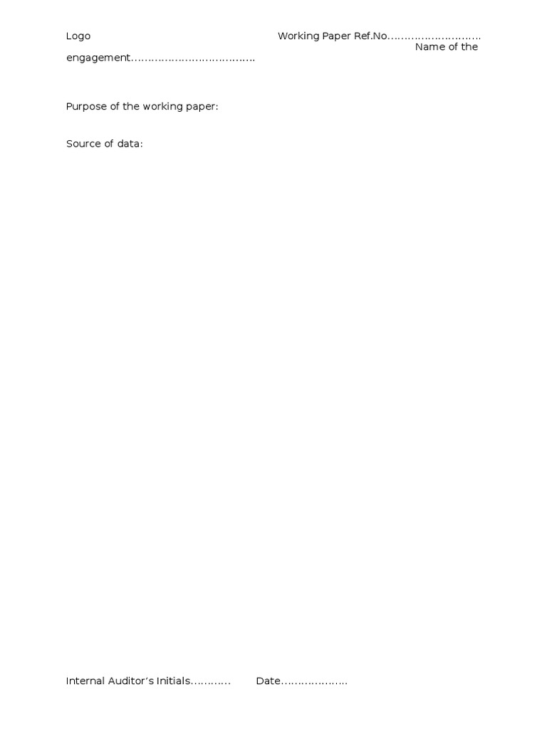Logo Working Paper Ref - No . Name of The Engagement | PDF