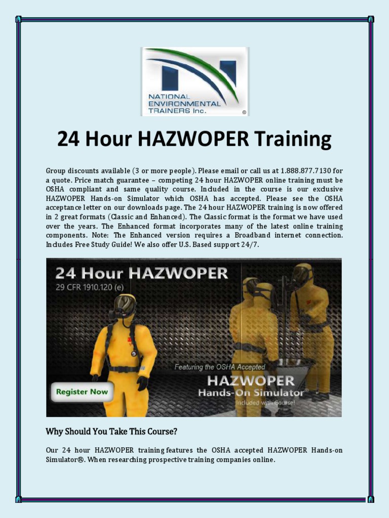 24 Hour Hazwoper Training PDF Occupational Safety And Health