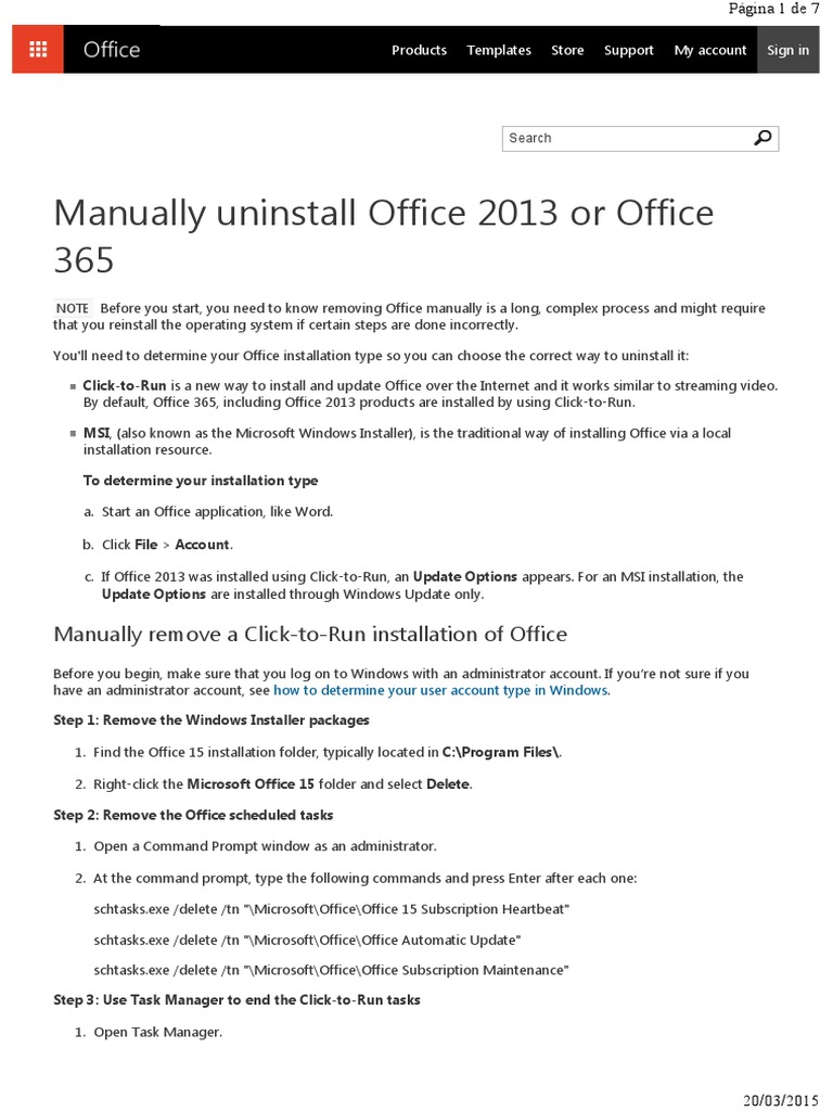 Troubleshooting Manually Uninstall Office 2013 PDF Windows Registry