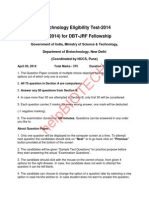 BET-2014 Eligibility Test for DBT Fellowship