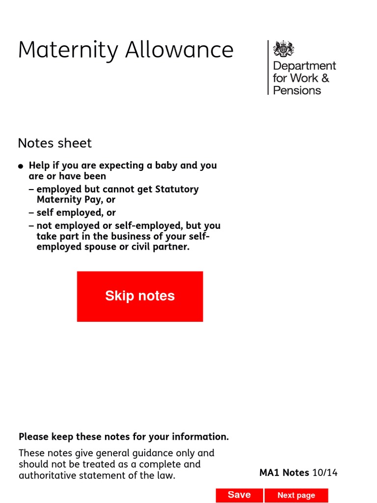 Maternity Allowance Application Guide | PDF | Self Employment | Small ...