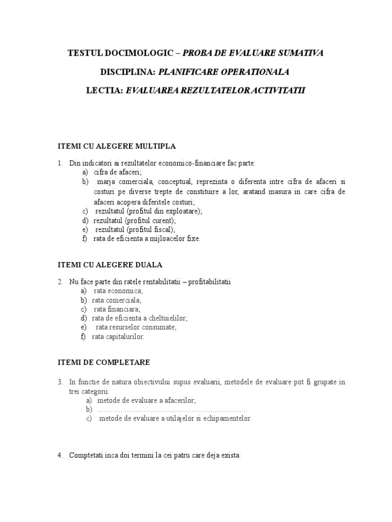 Testul Docimologic | PDF