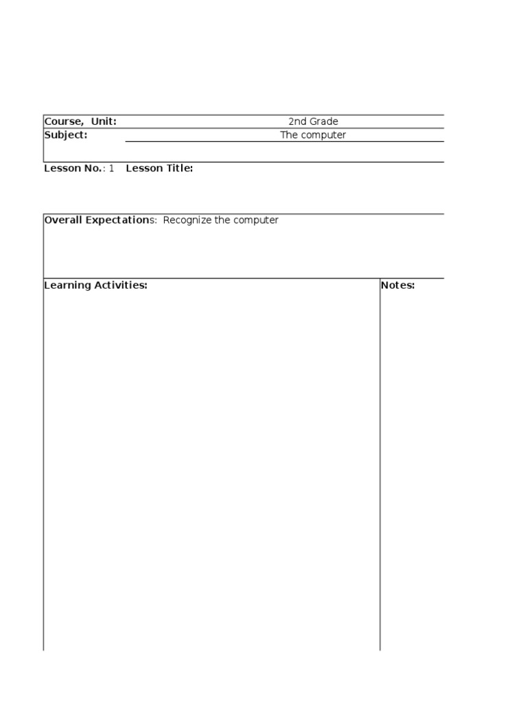 2nd Grade Computer Lesson Plan | PDF