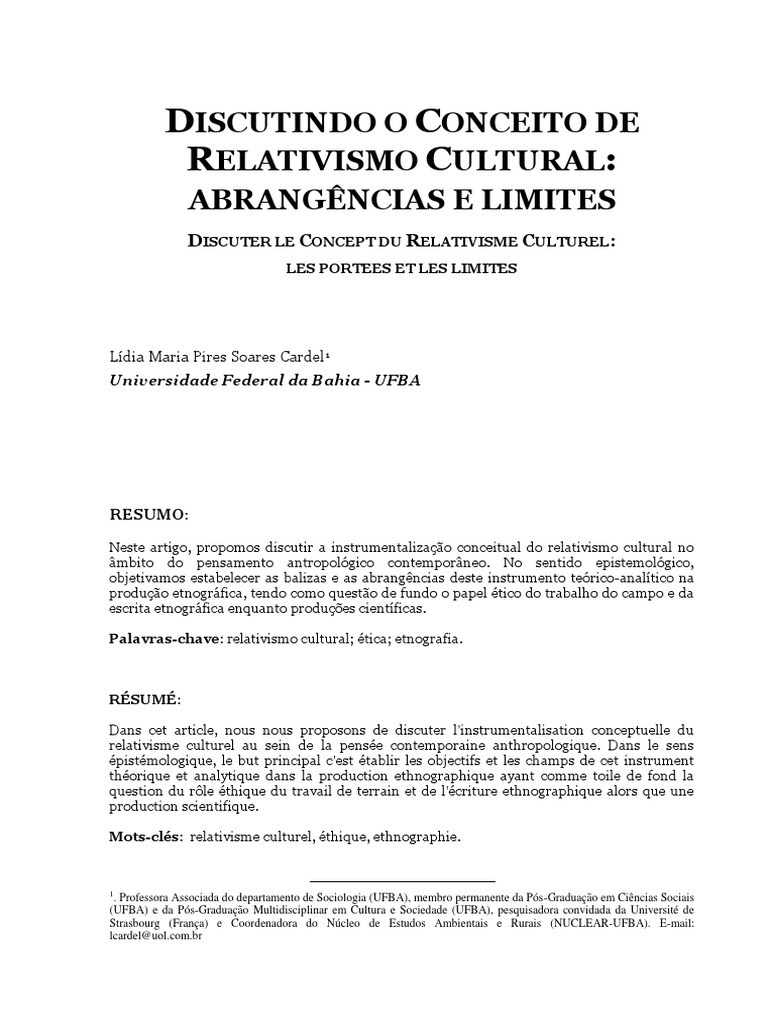 Discutindo o Conceito de Relativismo Cultural Abrangências e Limites ...