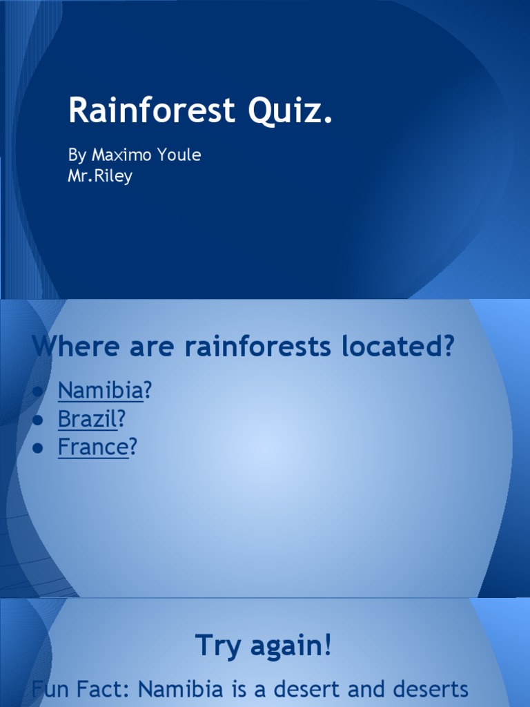 Rainforest Quiz. by Maximo Youle MR Riley PDF