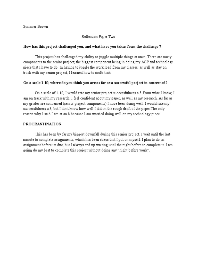 Senior Project Reflection on Challenges | PDF