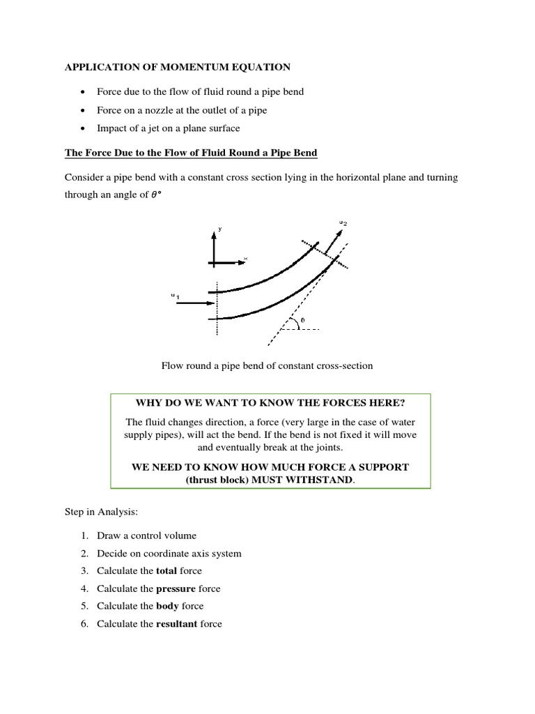 Momentum Equation Applications in Fluid Dynamics | PDF | Force | Pressure