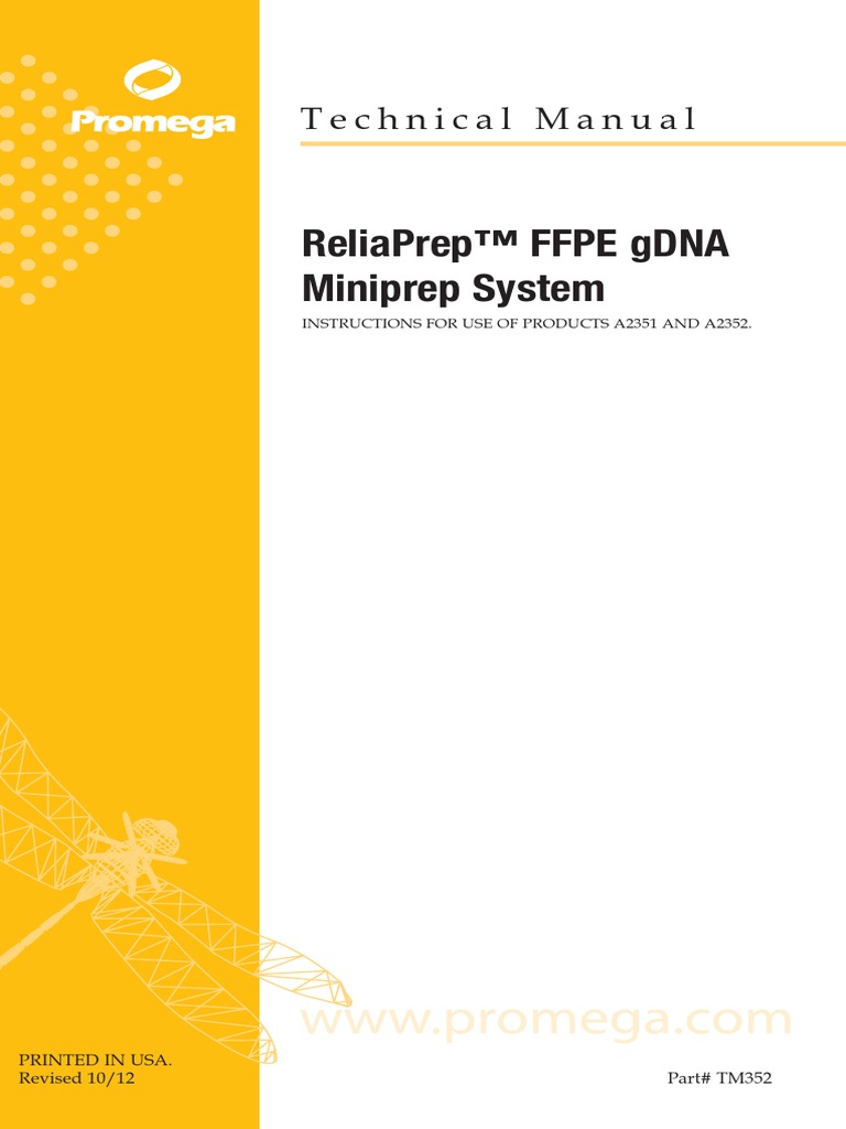 ReliaPrep FFPE DNA Miniprep System Protocol | PDF | Fixation (Histology ...