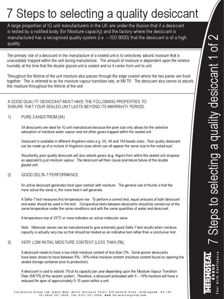 Quality Desiccant Selection Guide | PDF | Adsorption | Gases