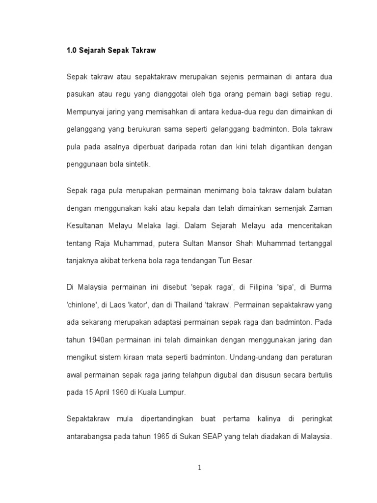 Sejarah Sepak Takraw Pdf