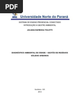 Diagnóstico Ambiental de Cidade – Gestão de Resíduos Sólidos Urbanos